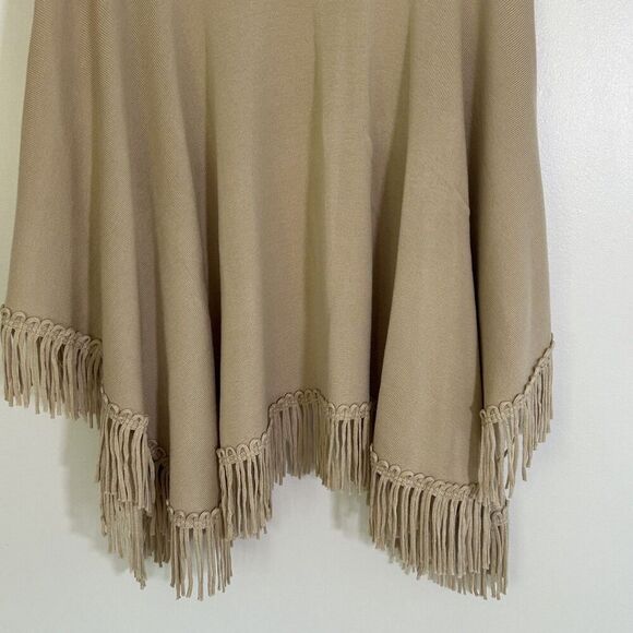 Coldwater Creek Knit Fringe Shawl Wrap Tan Western Cowboy Festival Rodeo Classic - Picture 8 of 9